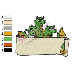 Dragons Holding a Sheet Embroidery Design